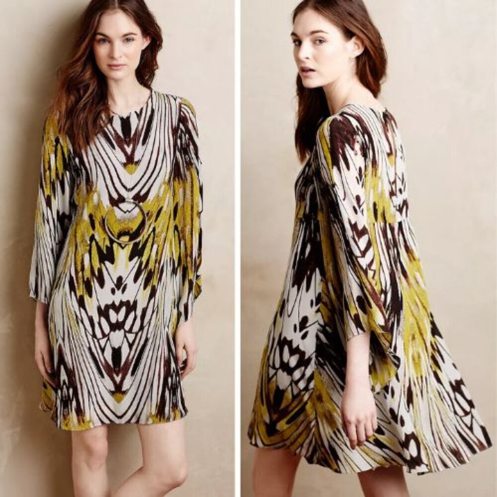 Anthropologie Leifsdottir 100% Silk Sarita Swing Dress Size 4
